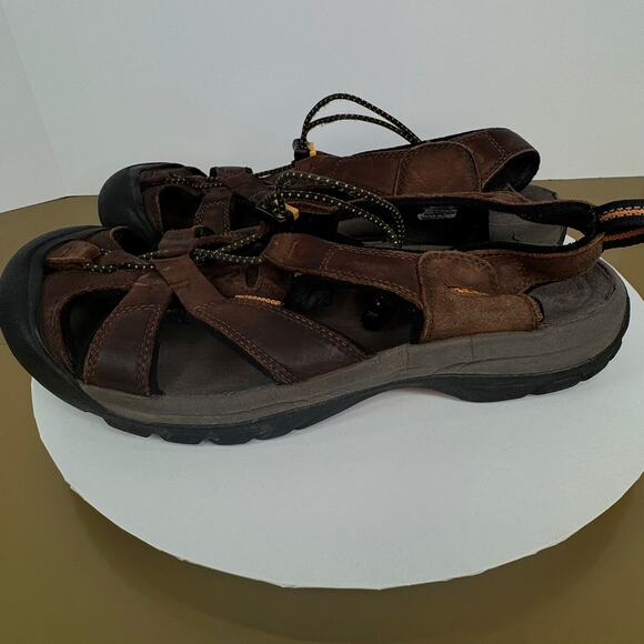 Keen Mens Venice Brown Leather Sport Sandals Waterproof Sz 11.5 Hiking Camping - Picture 3 of 7